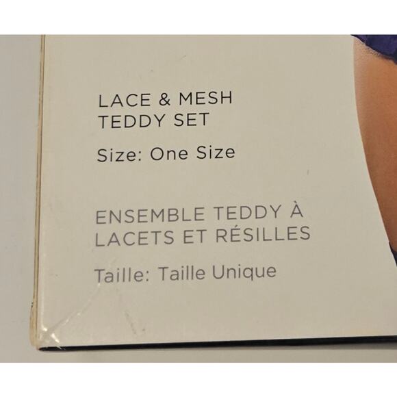 New Body Rage Purple Teddy and Panty Set One Piece Lace Mesh Lingerie Bodysuit - Picture 2 of 3